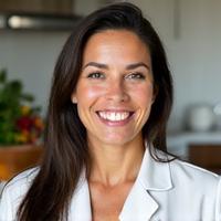 Elena Ríos, nutricionista titulada, sonriendo amablemente.
